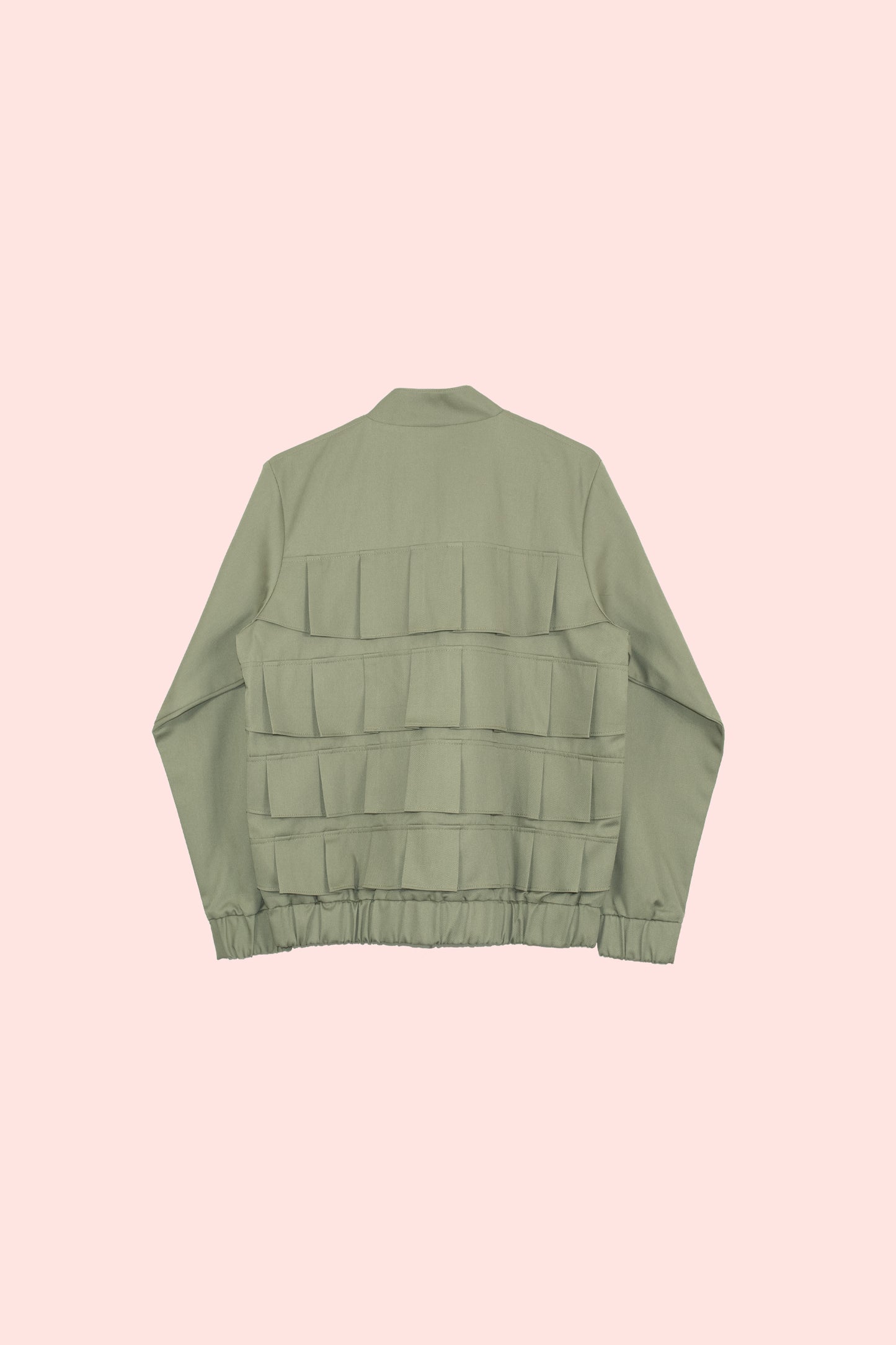 Lobo con pie de Oveja | Olive Green Pleated Jacket